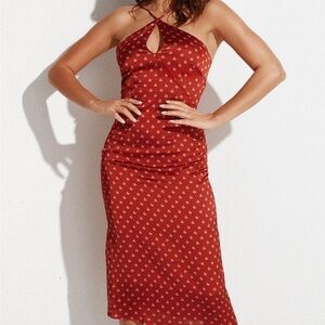 Elegant Rust Red Midi Dress
